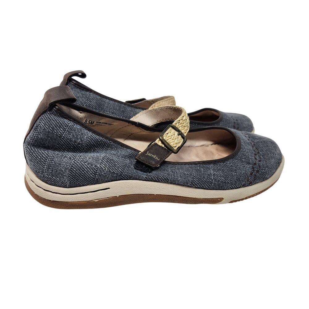Jambu Rosie Eco Blue Canvas Slip On Casual Mary Jane Flat Walking Shoes Sz 8.5 M - Picture 2 of 9